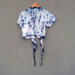 Indigo Dyed Shibori Bolero Top Linen and Viscose