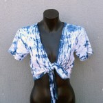 Indigo Dyed Shibori Bolero Top Linen and Viscose