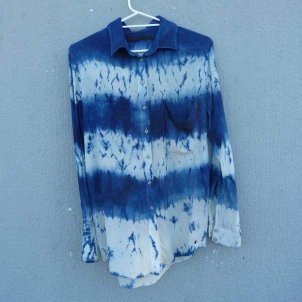 One Teaspoon Indigo Dyed Shibori Silk Shirt