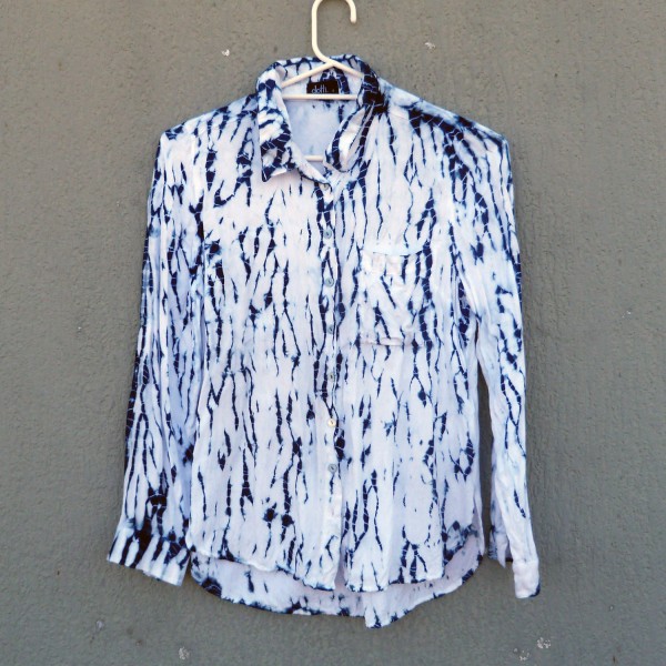 Dotti Brand 100% Viscose Indigo Dyed Shibori Shirt