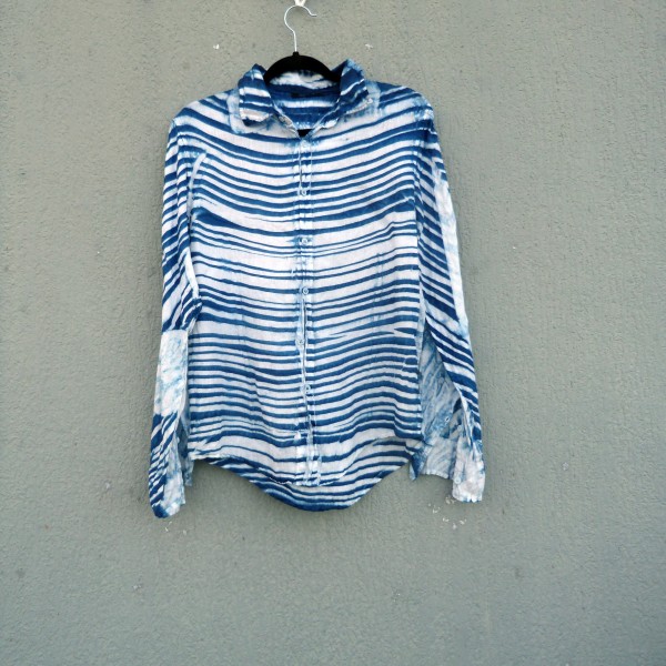 Spring Brand 100% Linen Indigo Dyed Shibori Shirt