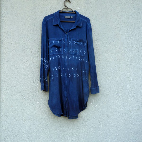 Sussan Brand Recycled Cotton Indigo Dyed Shibori Shirt