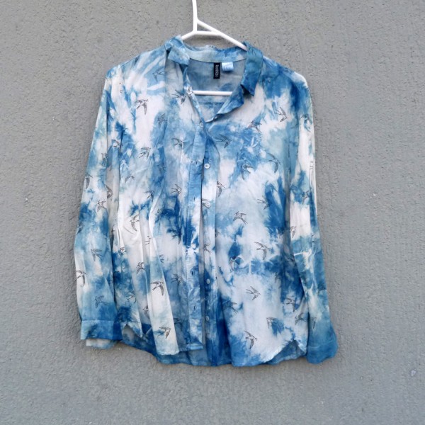 100% Viscose Indigo Dyed Shibori Shirt