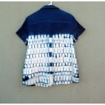 Indigo Dyed Shibori Linen Shirt