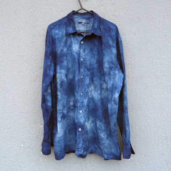 Indigo Dyed Shibori Cotton Shirt