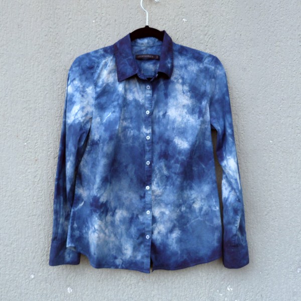 Indigo Dyed Shibori Cotton Shirt