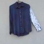 Glassons Brand 100% Linen Indigo Dyed Shibori Shirt