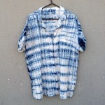 Cotton On Brand Recycled Linen and Viscose Indigo Dyed Shibori Shirt