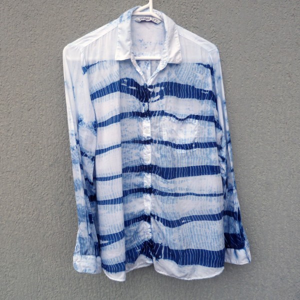 Zara Basic Z1975Brand 100% Cotton Indigo Dyed Shibori Shirt