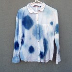 Viscose and Linen Indigo Dyed Shibori Shirt