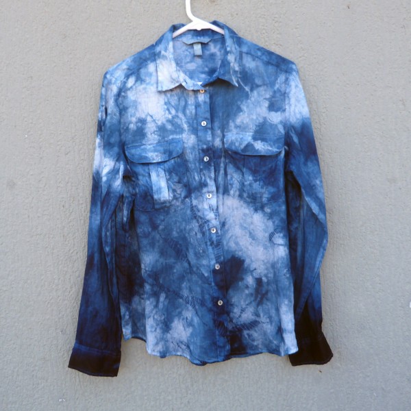 H&M Recycled Linen Indigo Dyed Shibori Shirt