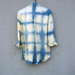 Glassons Brand 100% Linen Indigo Dyed Shibori Shirt