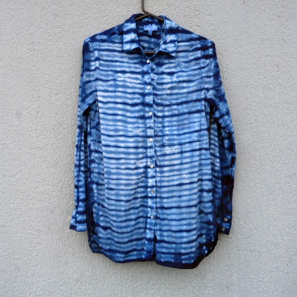 Viscose Indigo Dyed Shibori Shirt