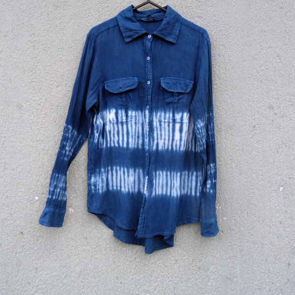  100% Cotton Indigo Dyed Shibori Shirt