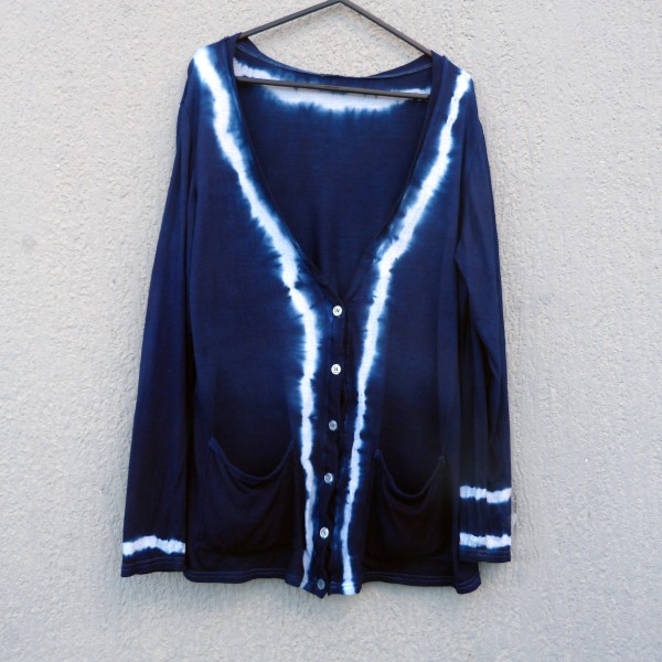  100% Cotton Indigo Dyed Shibori Cardigan