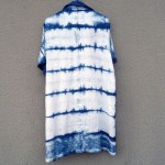 Dissh Brand Indigo Dyed Shibori Long Linen Shirt / Short Skirt