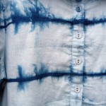 Dissh Brand Indigo Dyed Shibori Long Linen Shirt / Short Skirt