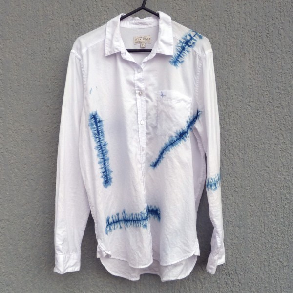 Jack Wills Brand Cotton Indigo Dyed Shibori Shirt UK 12 USA 8