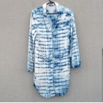 Eadie Brand Long Linen Indigo Dyed Shibori Shirt