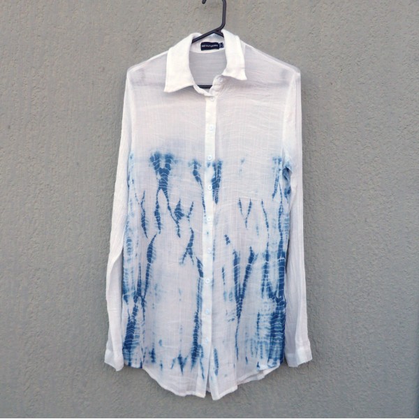 Indigo Dyed Shibori Shirt Size UK 8 USA 4 EU 36