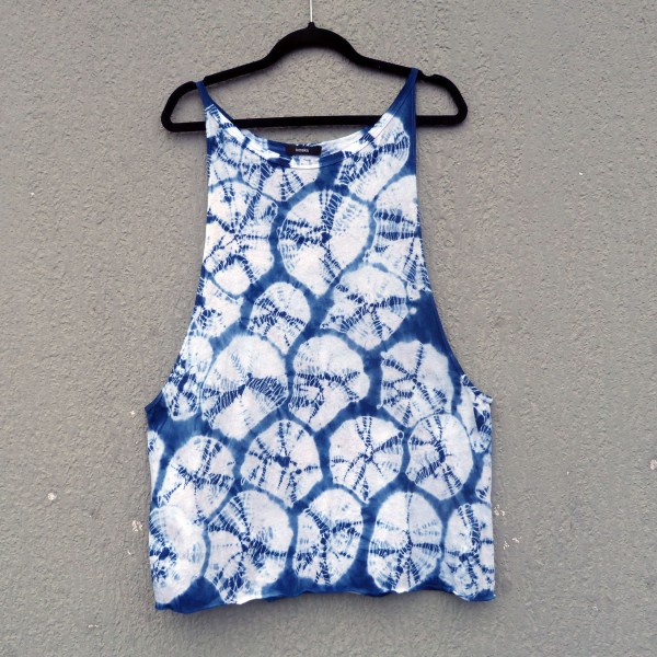 Organic Cotton Bassike brand Indigo Dyed Shibori Singlet