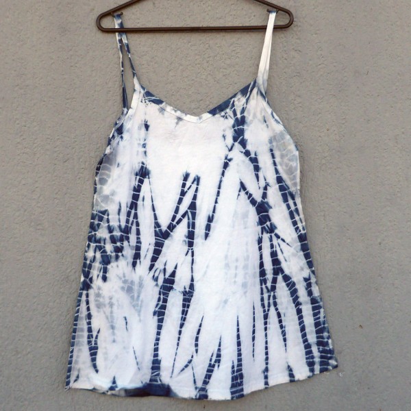 Short Dress Size L Organic Cotton Indigo Dyed Shibori 14