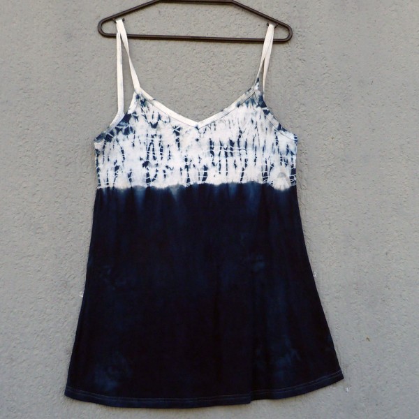 Short Dress Size M Organic Cotton Indigo Dyed Shibori 17