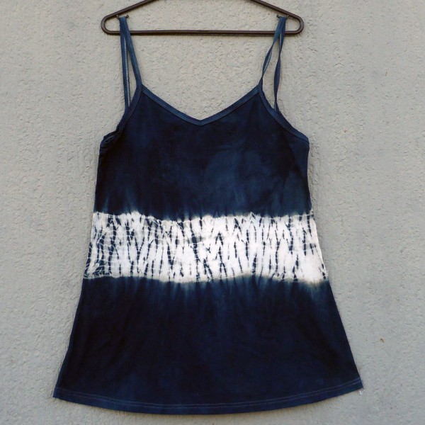 Short Dress Size M Organic Cotton Indigo Dyed Shibori 18