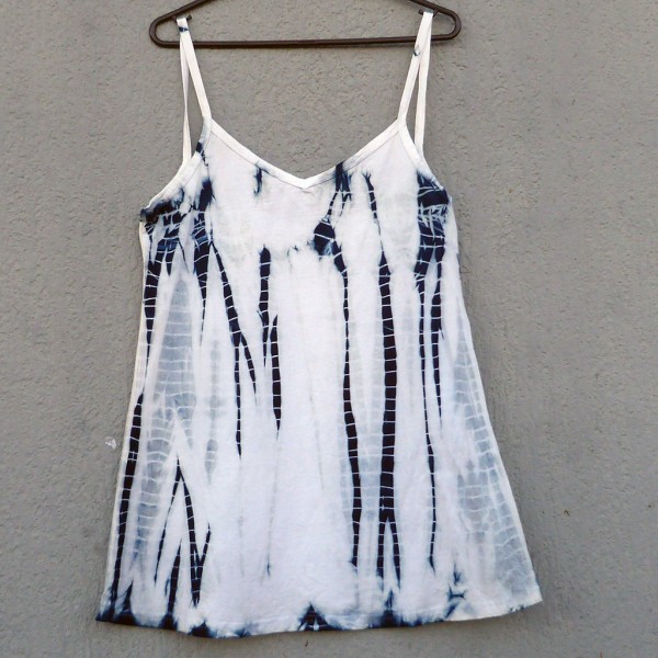 Short Dress Size M Organic Cotton Indigo Dyed Shibori 19