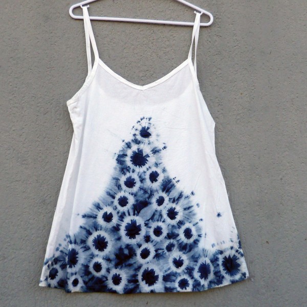 Short Dress Size L Organic Cotton Indigo Dyed Shibori 25