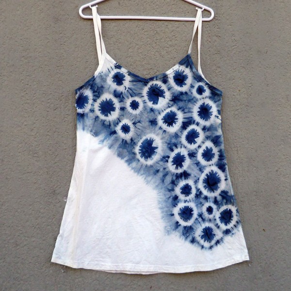 Short Dress Size M Organic Cotton Indigo Dyed Shibori 30