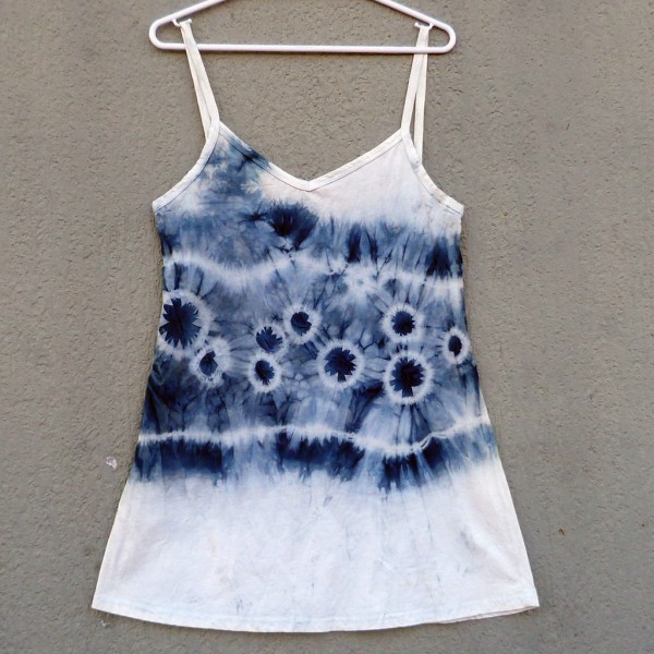 Short Dress Size S Organic Cotton Indigo Dyed Shibori 31