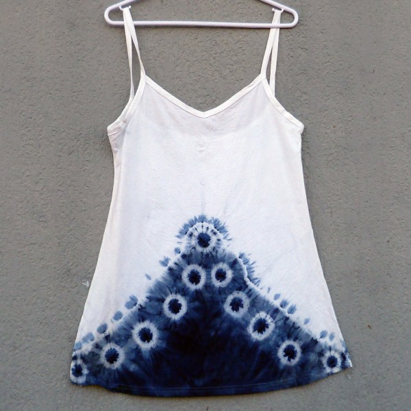 Short Dress Size S Organic Cotton Indigo Dyed Shibori 32