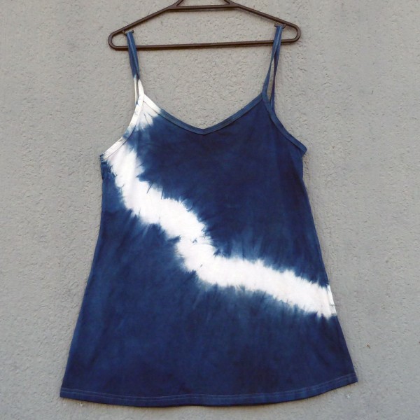 Short Dress Size L Organic Cotton Indigo Dyed Shibori 37