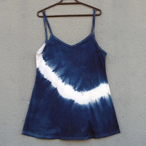 Short Dress Size L Organic Cotton Indigo Dyed Shibori 40