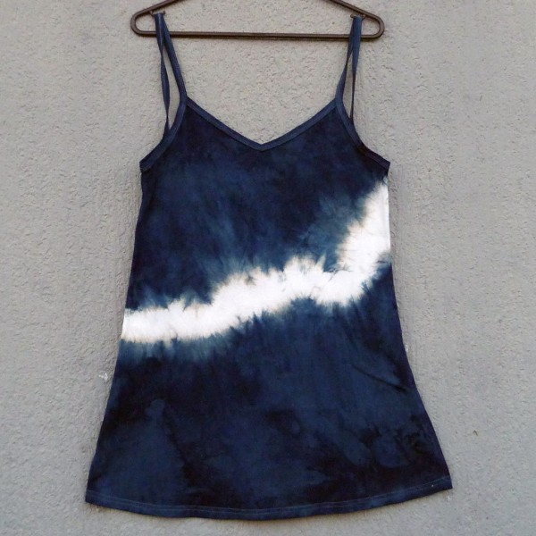 Short Dress Size S Organic Cotton Indigo Dyed Shibori 45