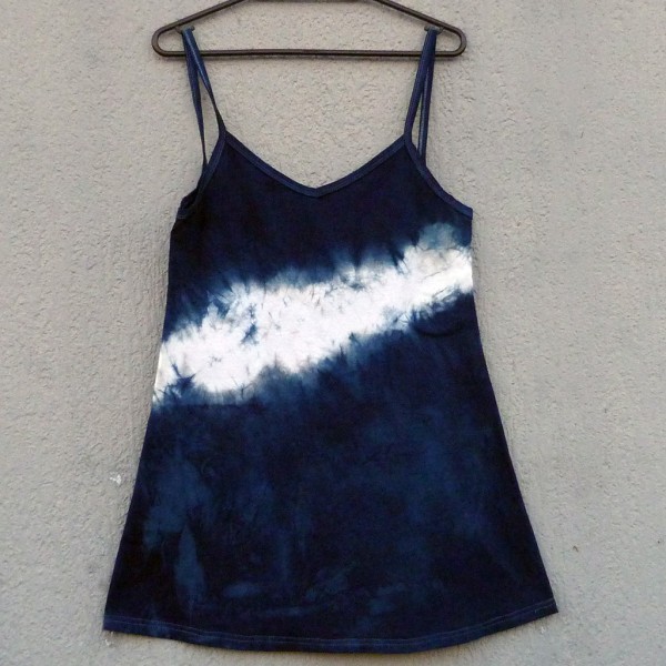 Short Dress Size S Organic Cotton Indigo Dyed Shibori 47