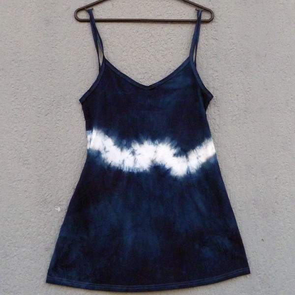 Short Dress Size S Organic Cotton Indigo Dyed Shibori 48