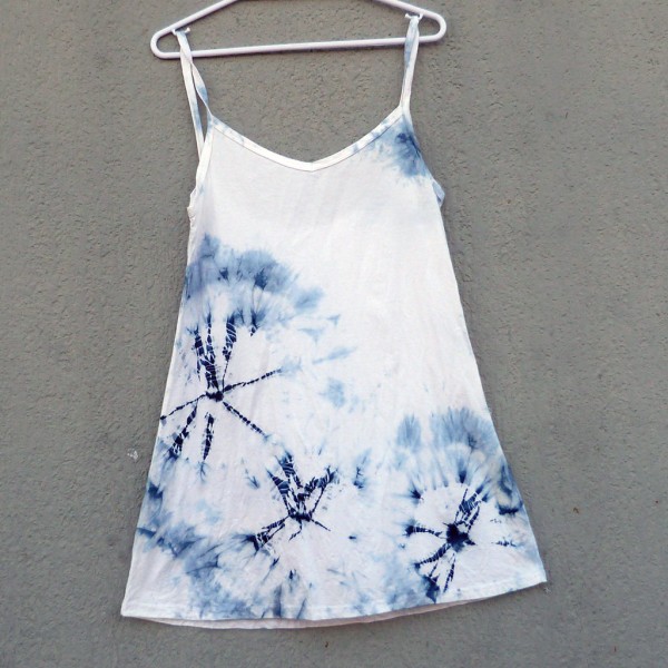 Short Dress Size S Organic Cotton Indigo Dyed Shibori 51