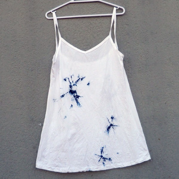 Short Dress Size M Organic Cotton Indigo Dyed Shibori 54