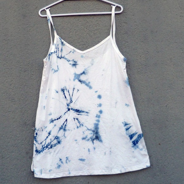 Short Dress Size L Organic Cotton Indigo Dyed Shibori 59