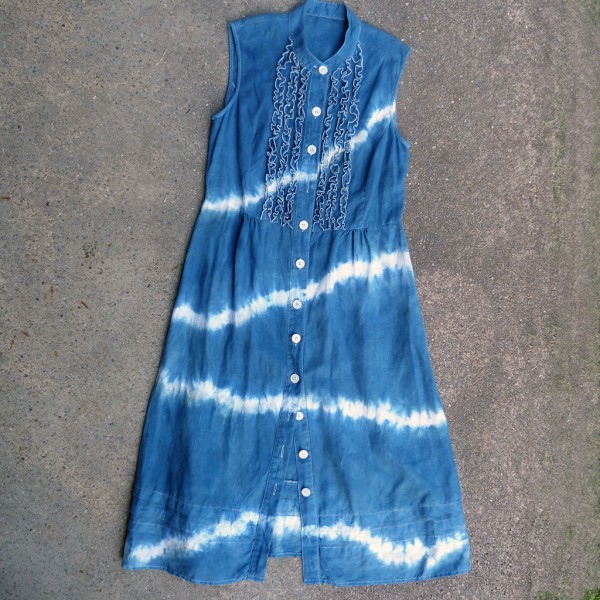 Indigo Dyed Shibori Dress