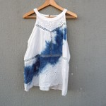 Indigo Dyed Shibori Short Sleeveless Dress