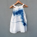 Indigo Dyed Shibori Short Sleeveless Dress