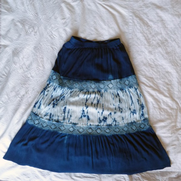 Indigo Dyed Shibori Skirt