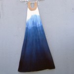 Tattoo Brand Indigo Dyed Shibori Long Halter Neck Dress