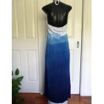 Tattoo Brand Indigo Dyed Shibori Long Halter Neck Dress