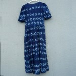 Indigo Dyed Shibori Long Dress Linen and Viscose