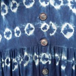 Indigo Dyed Shibori Long Dress Linen and Viscose