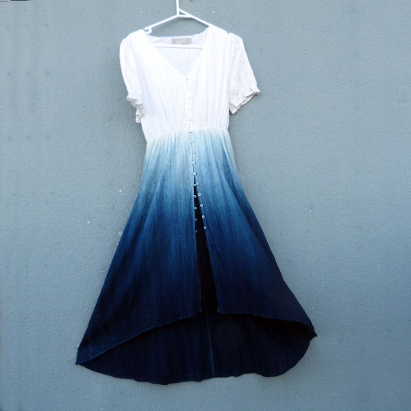 Recycled Cotton Indigo Natural Hand Dyed Shibori Long Dress